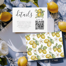 Modern Lemons Yellow & Blue Wedding Details Enclos Tilläggskort