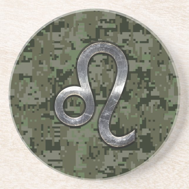 Modern Leo Zodiac-inloggning på Grönt Digital Camo Underlägg Sandsten (Framsidan)
