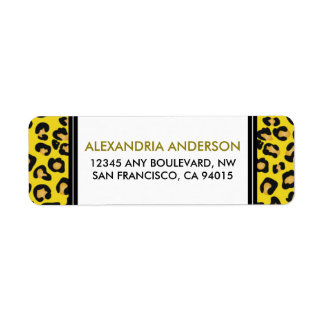 Modern Leopard-adressetikett (gult) Returadress Etikett