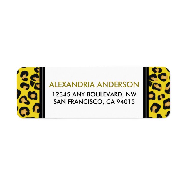 Modern Leopard-adressetikett (gult) Returadress Etikett (Framsidan)