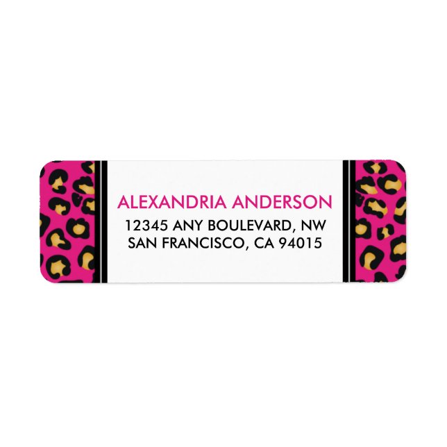 Modern Leopard-adressetikett (rosa) Returadress Etikett (Framsidan)