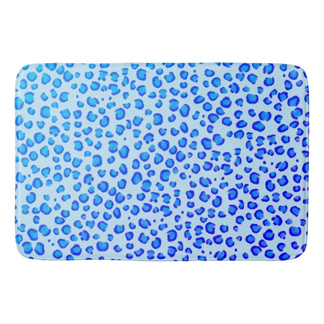 Modern leopard Animal Print Mönster Blue Lila Badrumsmatta (Framsidan)