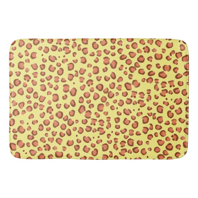 Modern Leopard Animal Print Mönster Red Gult Badrumsmatta (Framsidan)