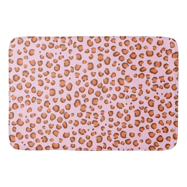 Modern Leopard Animal Print Mönster Red Rosa Badrumsmatta (Framsidan)