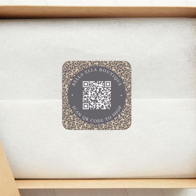 Modern Leopard Anpassad QR-kod Butik Etikett (Skapare uppladdad)