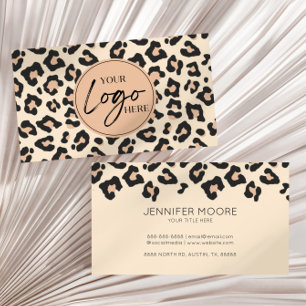 Modern Leopard Cheetah Anpassningsbar Company Logo Visitkort