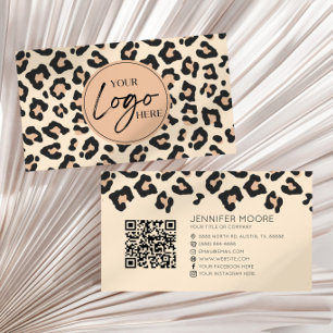 Modern Leopard Cheetah Anpassningsbar Company Logo Visitkort