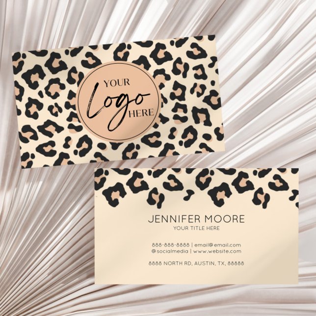 Modern Leopard Cheetah Anpassningsbar Company Logo Visitkort (Skapare uppladdad)