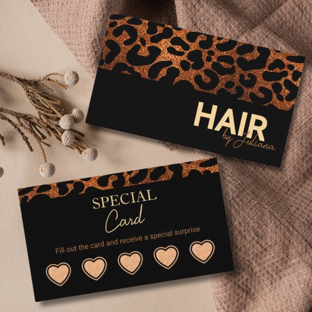 Modern Leopard Cheetah Beauty Salon loyalty Card Visitkort (Skapare uppladdad)
