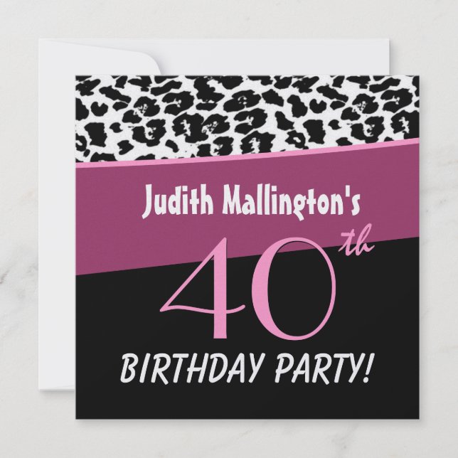 Modern leopard för hennes W425-årsjubileum i Party Inbjudningar (Framsida)