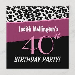 Modern leopard för hennes W425-årsjubileum i Party Inbjudningar