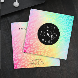 Modern Leopard Glitter Professional Logo Fyrkant Fyrkantigt Visitkort