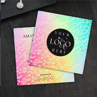 Modern Leopard Glitter Professional Logo Square  Fyrkantigt Visitkort