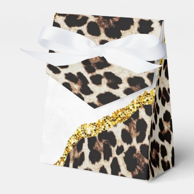 Modern Leopard Guld Agate Geode Monogram-favoritru Presentaskar (Framsidan Sidan)