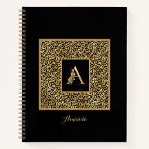Modern Leopard Guld Personlig Monogram Bokstav A