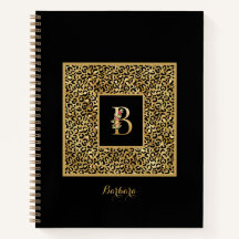Modern Leopard Guld Personlig Monogram Bokstav B
