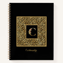 Modern Leopard Guld Personlig Monogram Bokstav C