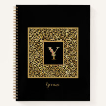 Modern Leopard Guld Personlig Monogram Bokstav Y