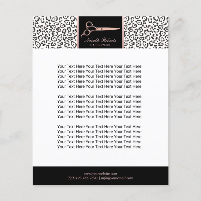 Modern Leopard Hair Stylist Ro Guld-sax Flygblad (Framsidan)