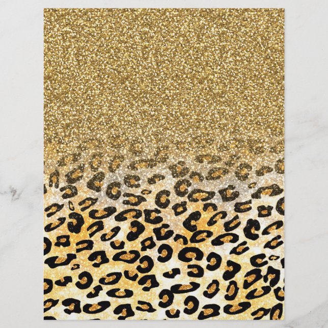 Modern Leopard Mönster Guld Glitter Ombre (Framsida)