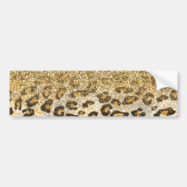 Modern Leopard Mönster Guld Glitter Ombre Bildekal (Framsidan)