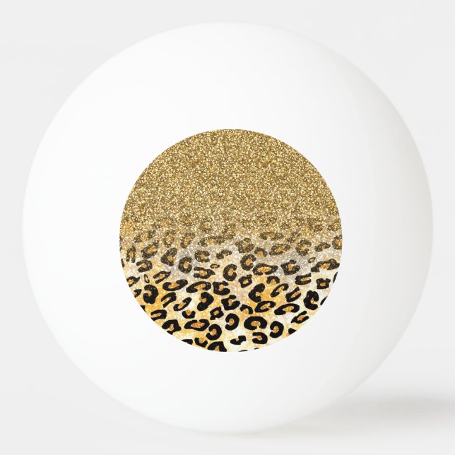 Modern Leopard Mönster Guld Glitter Ombre Pingisboll (Framsidan)