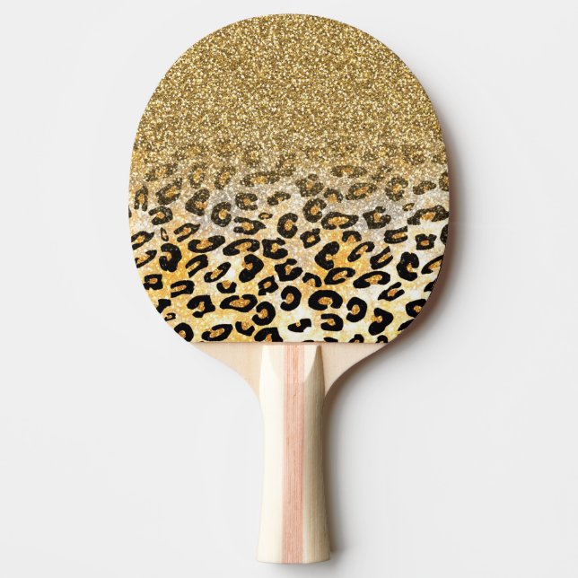 Modern Leopard Mönster Guld Glitter Ombre Pingisracket (Framsidan)