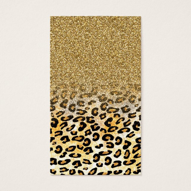Modern Leopard Mönster Guld Glitter Ombre Visitkort (Framsidan)