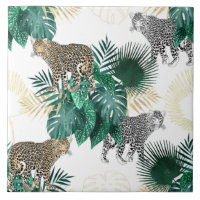 Modern leopard och tropisk lövdesign
