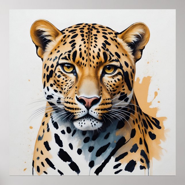 Modern Leopard Painting Vild Art Poster (Framsidan)