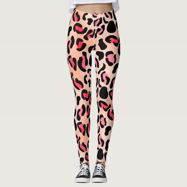 Modern Leopard Pattern Animal Print Leggings (Framsida)