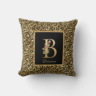 Modern Leopard Personlig Monogram B Initial Kudde