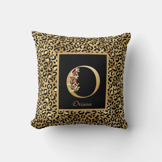 Modern leopard-personlig monogram O initial Kudde (Framsida)