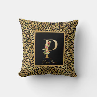 Modern Leopard Personlig Monogram P Initial Kudde