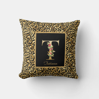 Modern Leopard Personlig Monogram T Initial Kudde