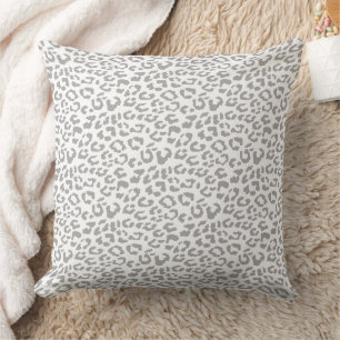 Modern Leopard Pewter Grått Animal Print Mönster Kudde