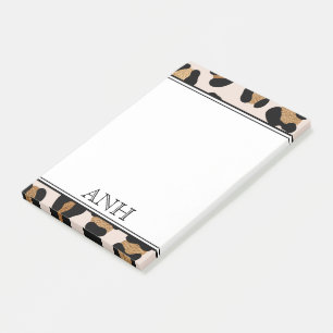 Modern Leopard Print Dubbla Gräns 3 Initial Post-it Block