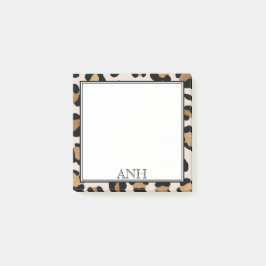 Modern Leopard Print Dubbla Gräns 3 Initial Post-it Block