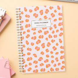 Modern Leopard Print Rosa Orange Weekly Planner
