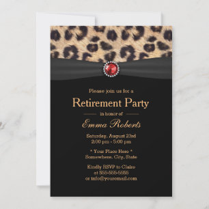 Modern Leopard Print & Ruby Gems Pension Party Inbjudningar