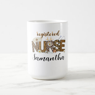 Modern Leopard Skin Brown-registrerad sjukskötersk Kaffemugg