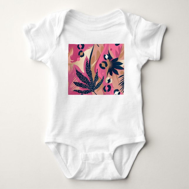 Modern Leopard Skin, exotisk Blommigt. T Shirt (Framsida)