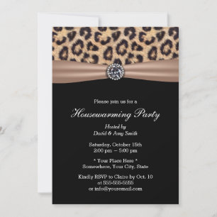Modern Leopard Skriv ut Diamond Houseuppvärmd Part Inbjudningar