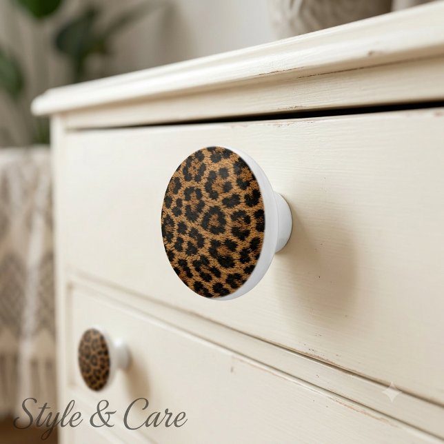 Modern leopardmönstrad dekorativ keramikhjälp knopp (Modern Leopard Pattern Decorative Ceramic Knob)