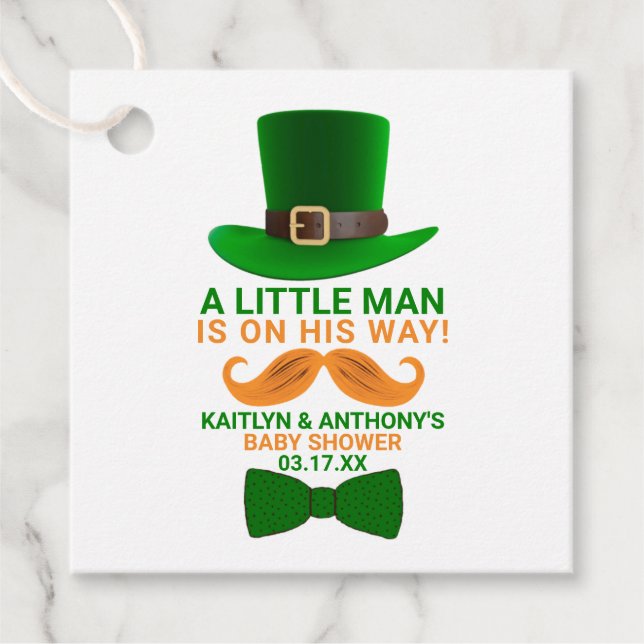 Modern Leprechaun St. Patrick Day Baby Shower Gåvor Etiketter (Framsida)