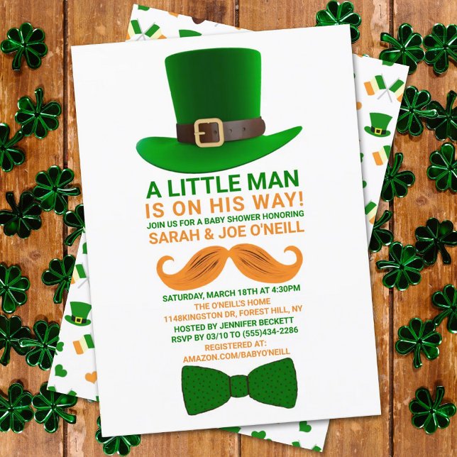 Modern Leprechaun St. Patrick Day Baby Shower Inbjudningar (Skapare uppladdad)