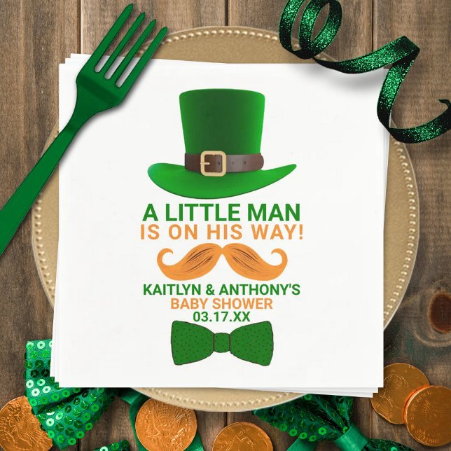 Modern Leprechaun St. Patrick Day Baby Shower Pappersservett (Skapare uppladdad)