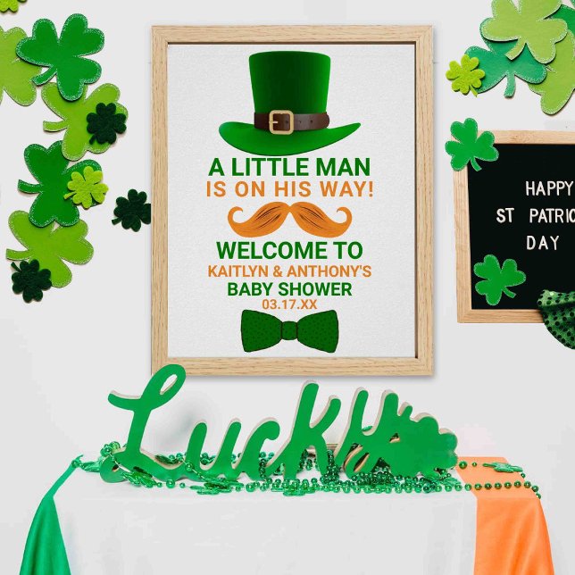 Modern Leprechaun St. Patrick Day Baby Shower Poster (Skapare uppladdad)
