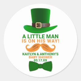 Modern Leprechaun St. Patrick Day Baby Shower Runt Klistermärke