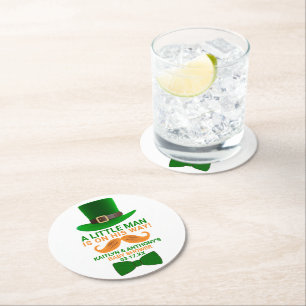 Modern Leprechaun St. Patrick Day Baby Shower Underlägg Papper Rund